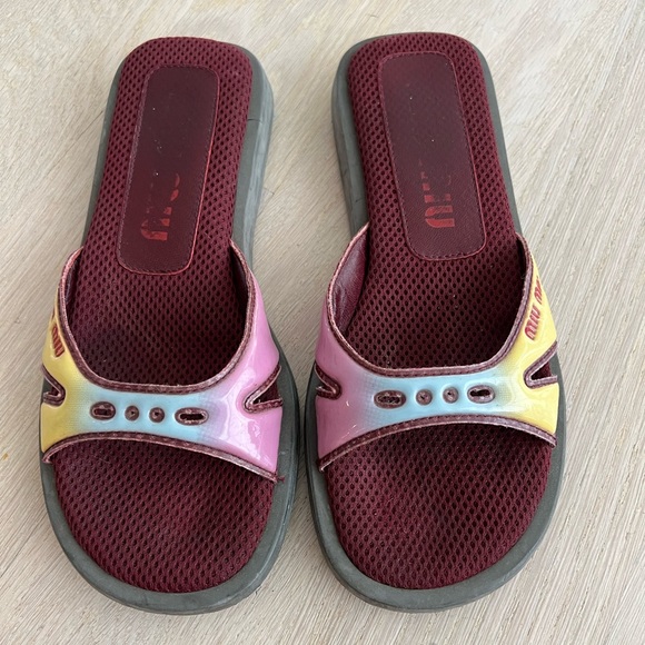 Miu Miu Shoes - Vintage 90s/00s Miu Miu Sandals Slides - Rare! Maroon/Pink/Blue/Yellow - size 37